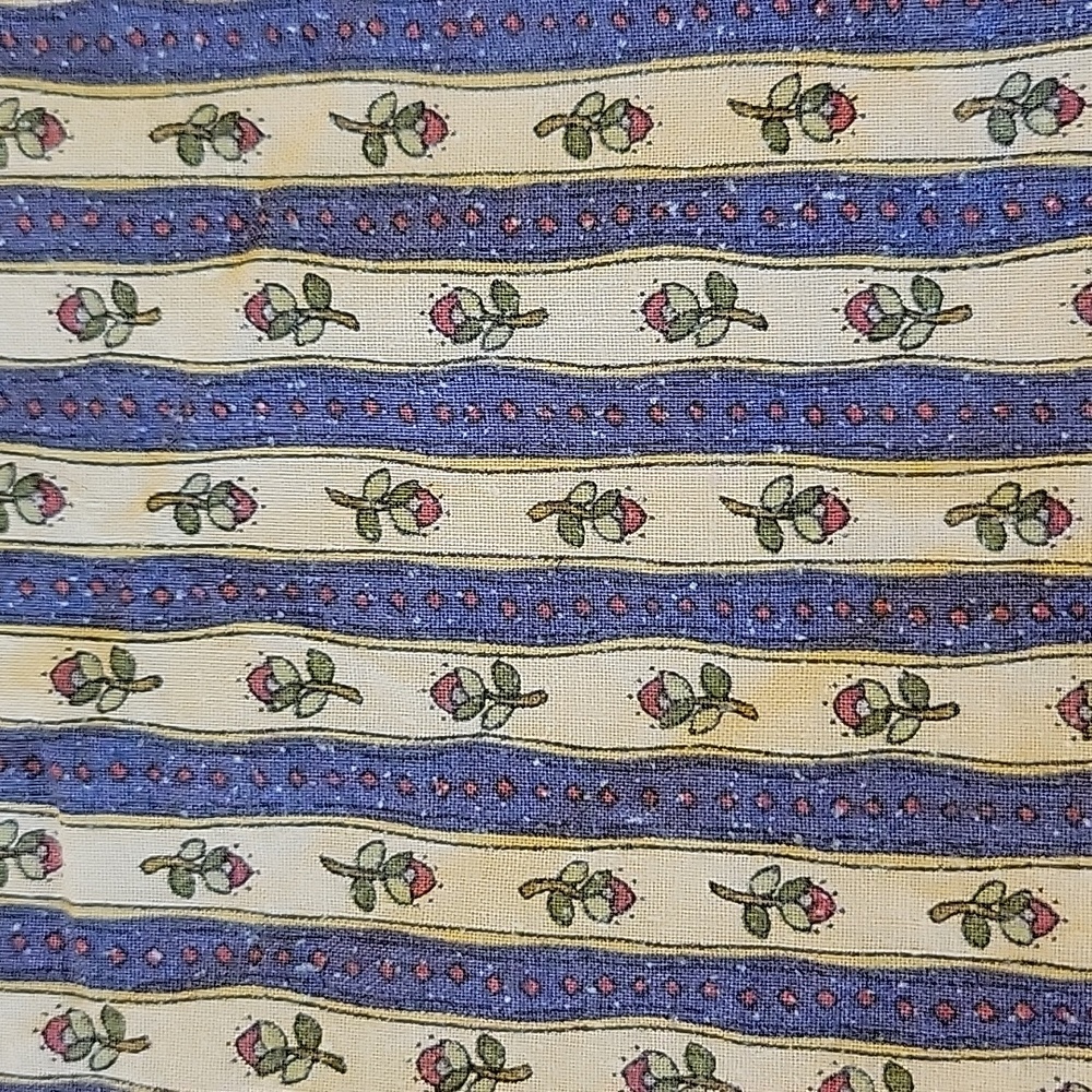 Purple striped calico with red flower cotton quilt fabric 1 yds